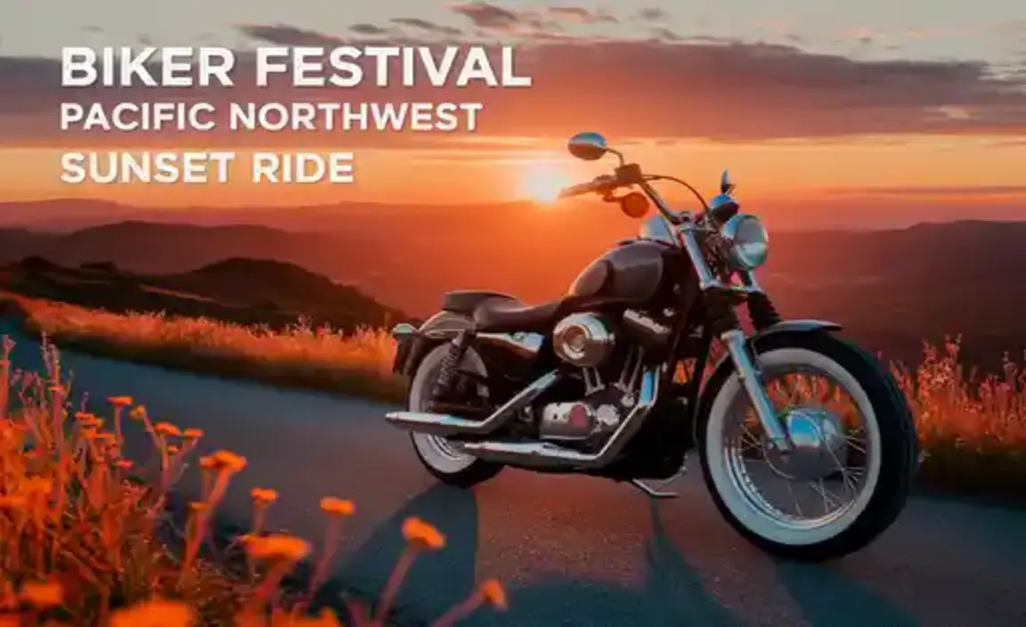 Biker Festival Pacific Northwest Ride At Sunset Ride